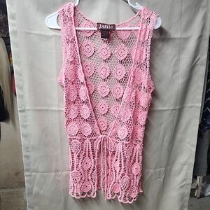 Womens Lace Tie Front Vest Size M